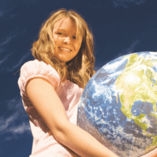 Girl holding globe